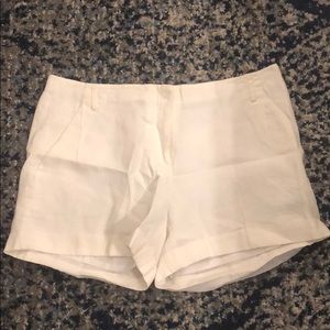 White linen shorts